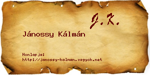 Jánossy Kálmán névjegykártya